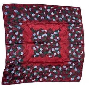 Oscar de la Renta vintage silk scarf Red and green with leaf pattern